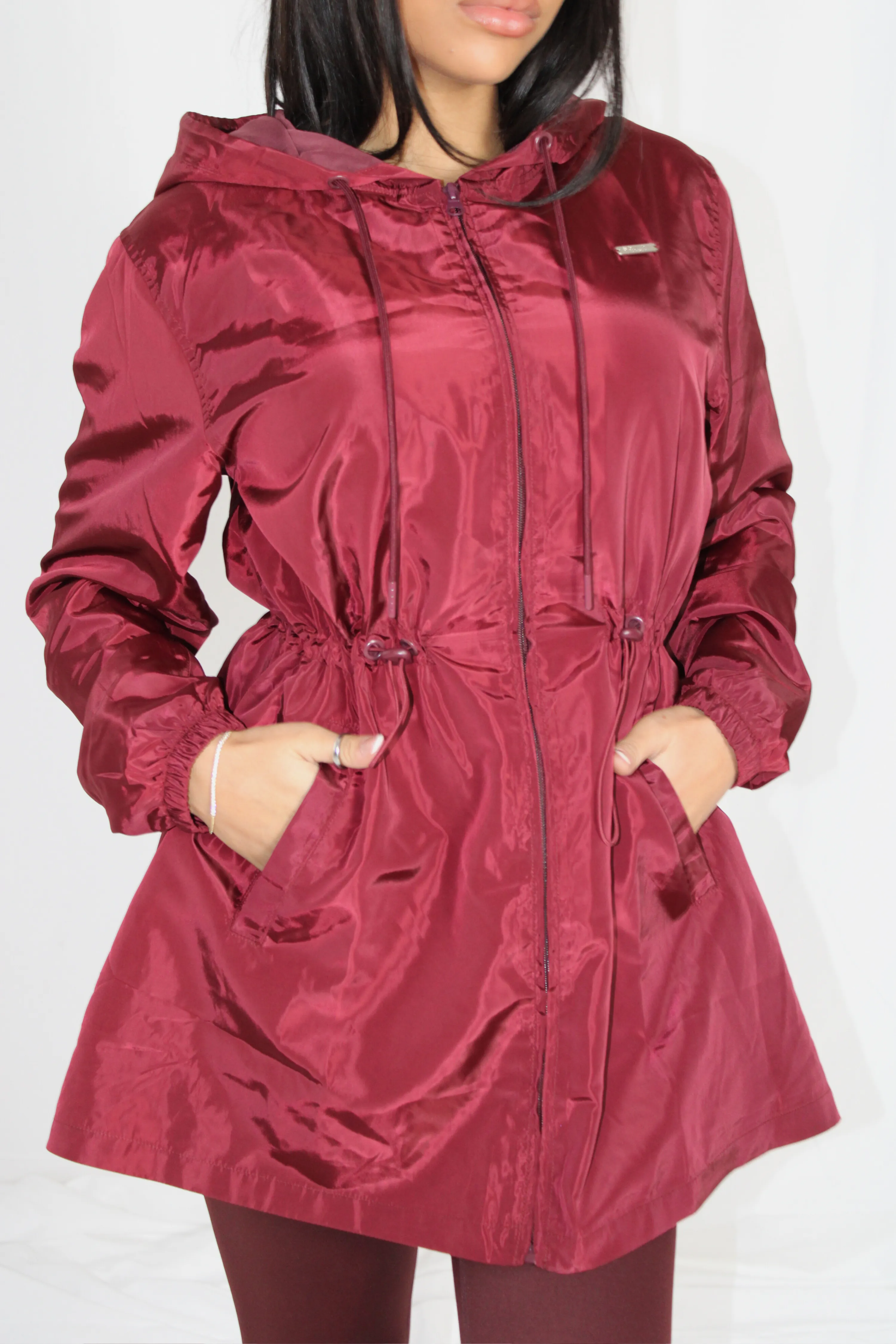 Lightweight Longline Zipped Jacket Maroon
