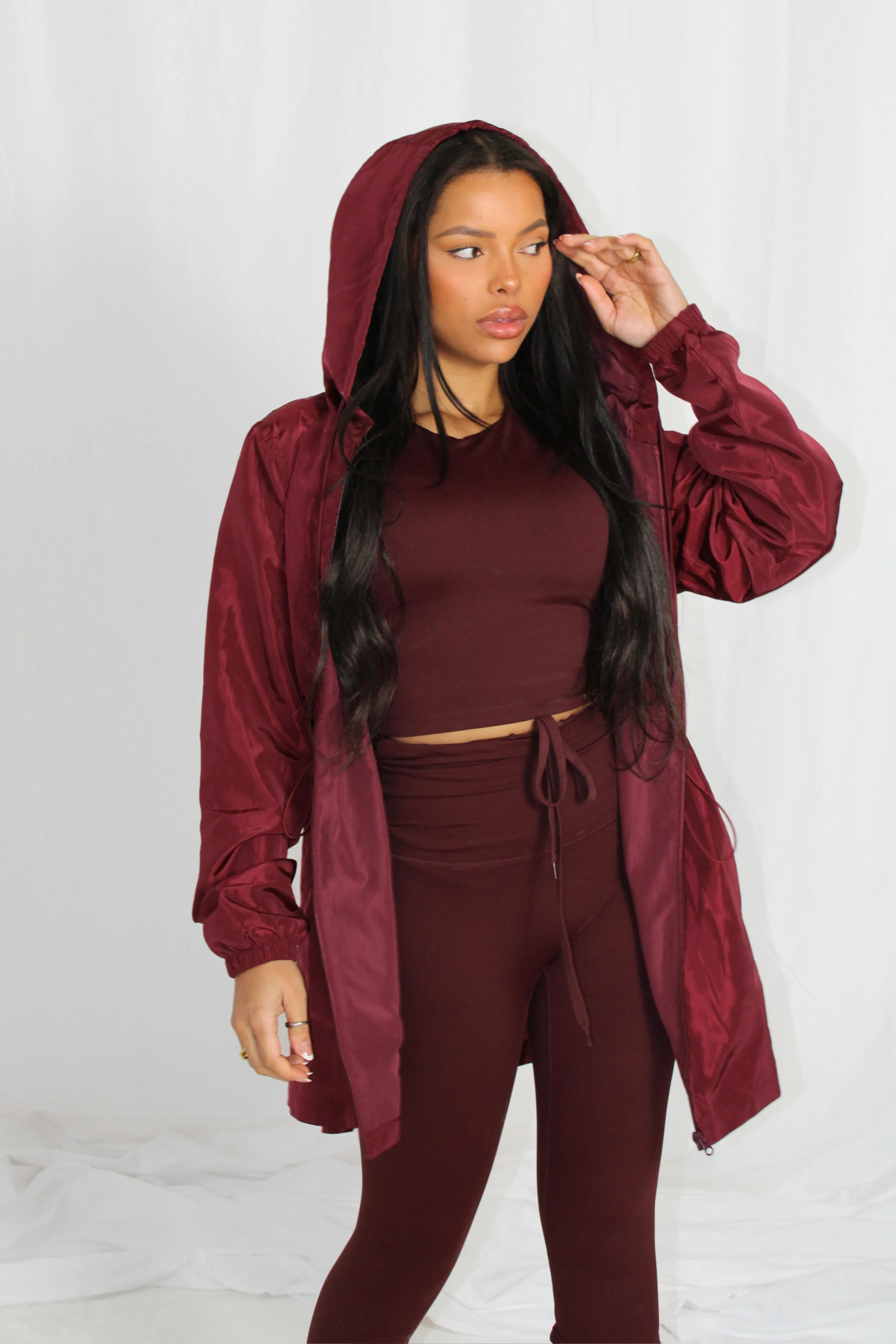 Lightweight Longline Zipped Jacket Maroon