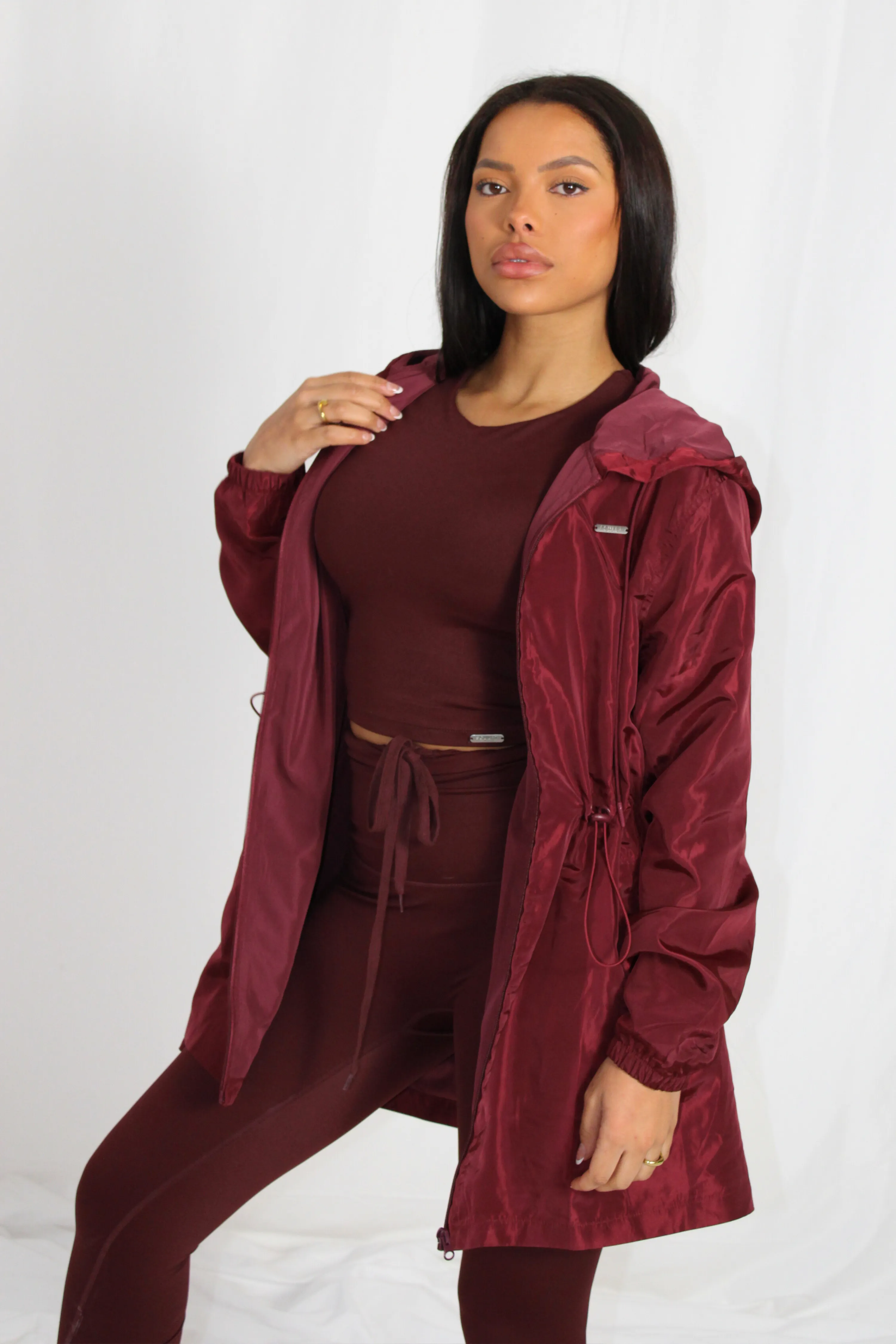 Lightweight Longline Zipped Jacket Maroon