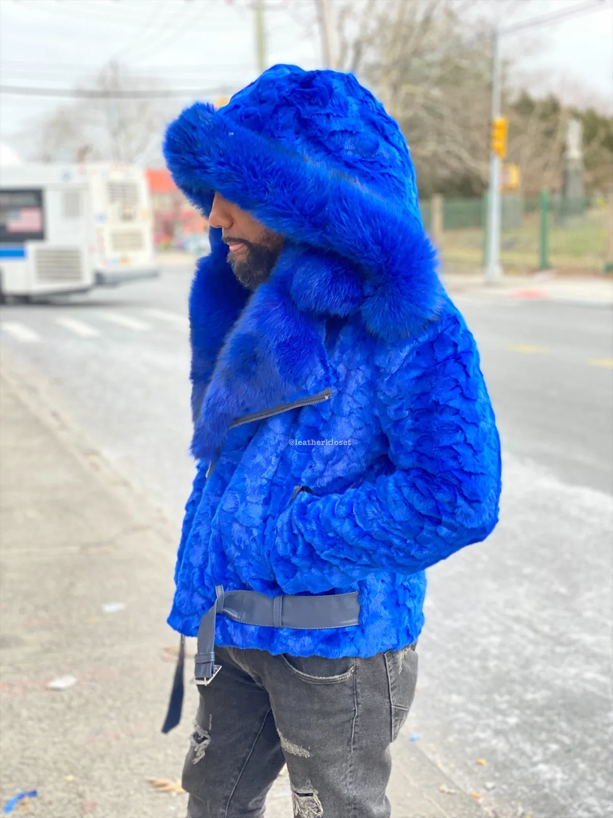 Men's Mink Biker Jacket [Royal]