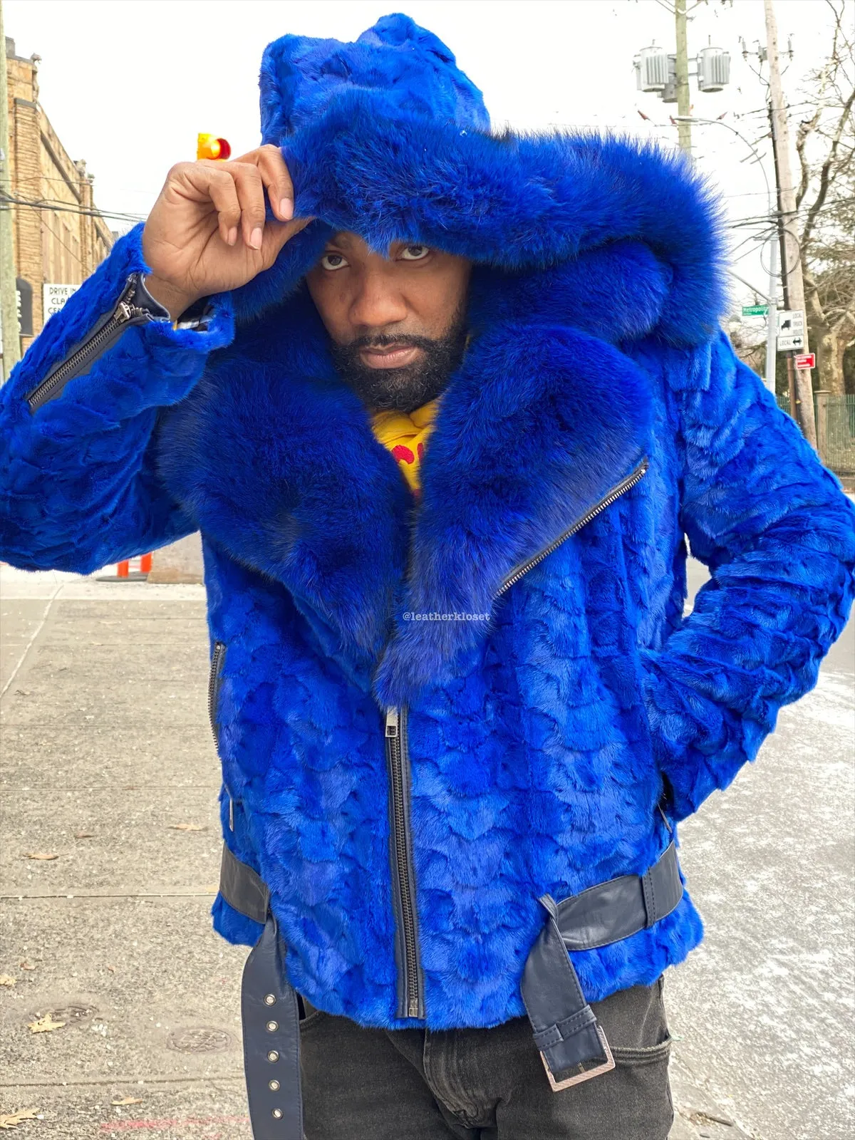 Men's Mink Biker Jacket [Royal]