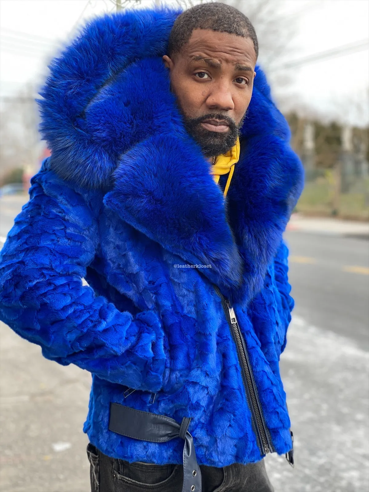 Men's Mink Biker Jacket [Royal]