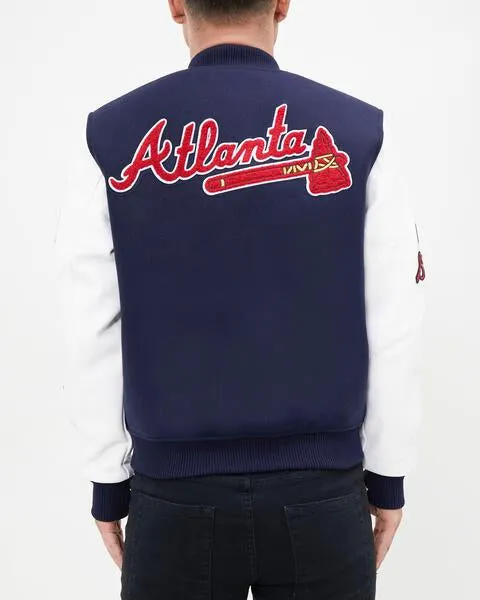 MLB ATLANTA BRAVES CLASSIC WOOL MEN'S VARSITY JACKET (MIDNIGHT NAVY)