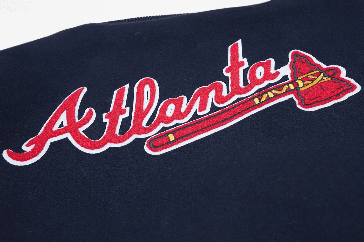 MLB ATLANTA BRAVES CLASSIC WOOL MEN'S VARSITY JACKET (MIDNIGHT NAVY)