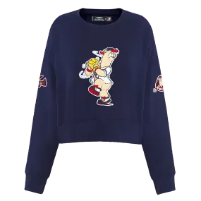 MLB ATLANTA BRAVES MASCOT WOMEN'S FLC CREWNECK (MIDNIGHT NAVY)