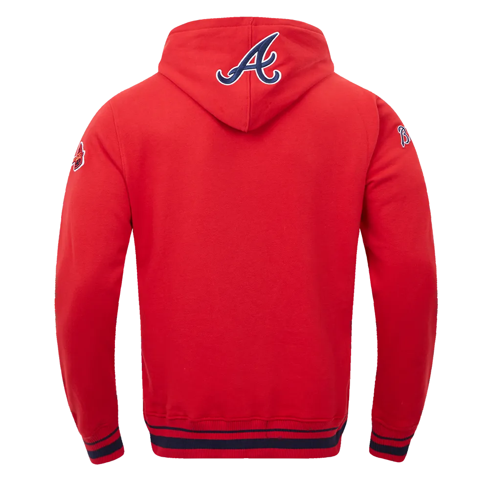 MLB ATLANTA BRAVES SCRIPT TAIL MEN'S RIB FLC PO HOODIE (RED/MIDNIGHT NAVY/RED)