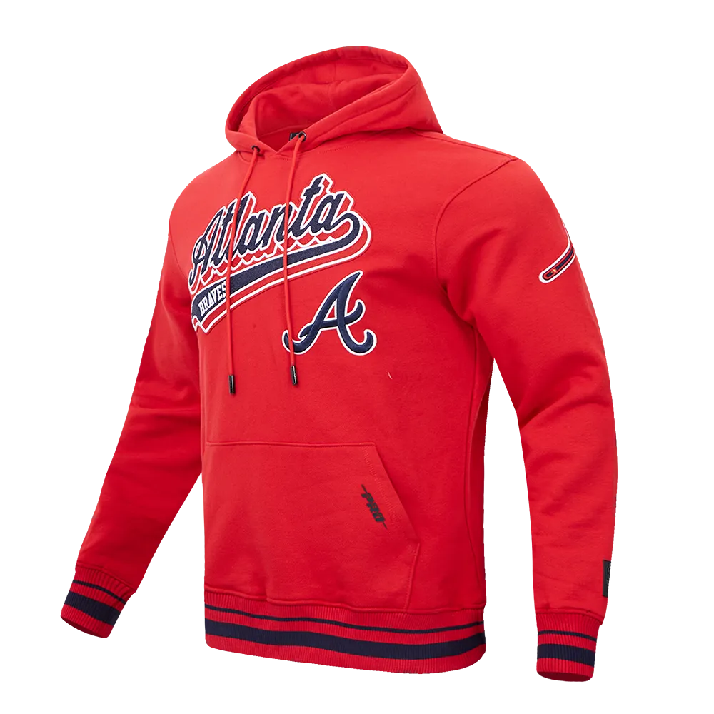 MLB ATLANTA BRAVES SCRIPT TAIL MEN'S RIB FLC PO HOODIE (RED/MIDNIGHT NAVY/RED)
