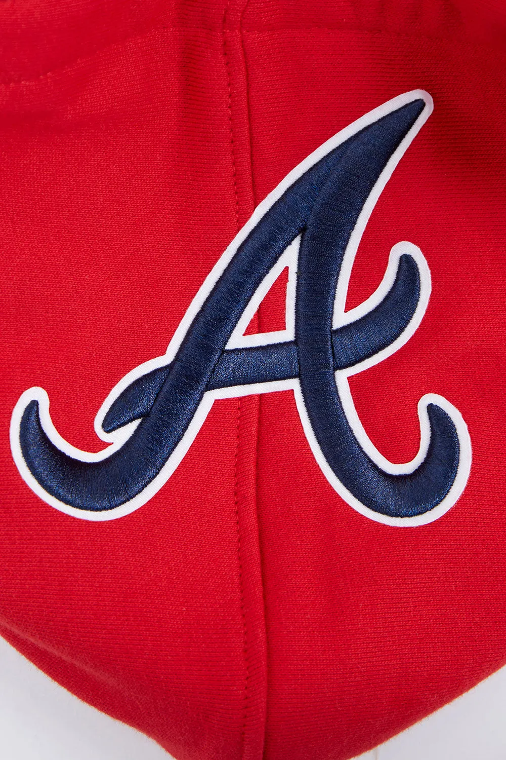 MLB ATLANTA BRAVES SCRIPT TAIL MEN'S RIB FLC PO HOODIE (RED/MIDNIGHT NAVY/RED)