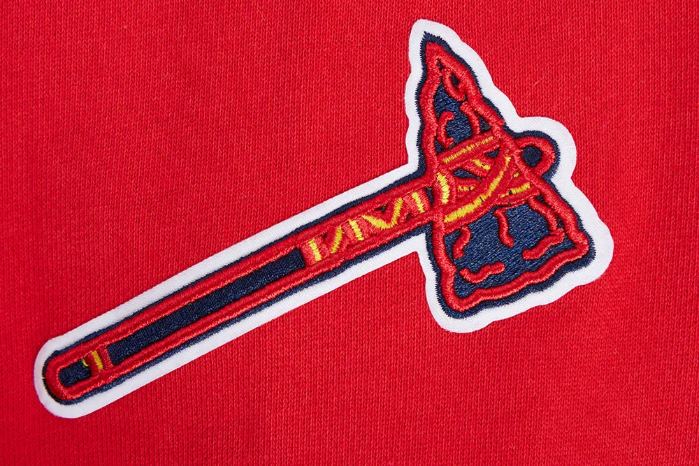 MLB ATLANTA BRAVES SCRIPT TAIL MEN'S RIB FLC PO HOODIE (RED/MIDNIGHT NAVY/RED)