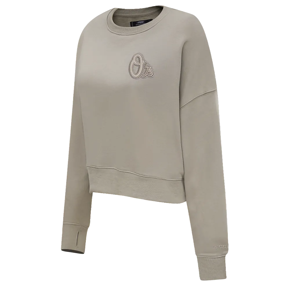 MLB BALTIMORE ORIOLES NEUTRAL WOMEN'S CREWNECK (TAUPE)