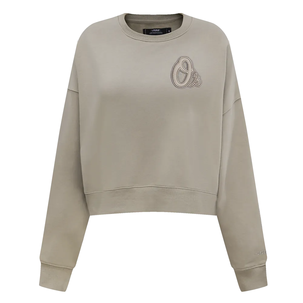 MLB BALTIMORE ORIOLES NEUTRAL WOMEN'S CREWNECK (TAUPE)