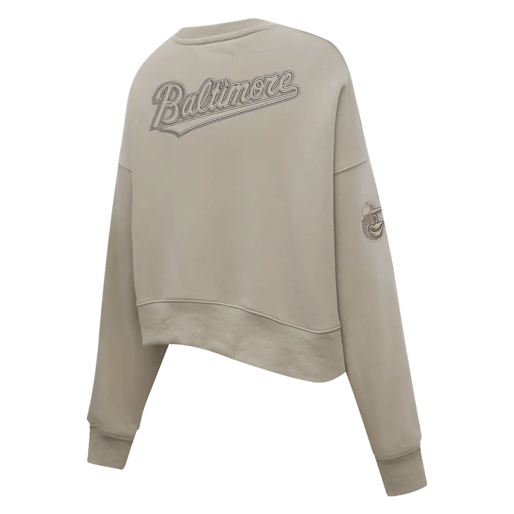 MLB BALTIMORE ORIOLES NEUTRAL WOMEN'S CREWNECK (TAUPE)