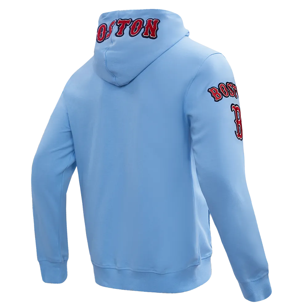 MLB BOSTON RED SOX CLASSIC CHENILLE MEN'S FZ PO HOODIE (UNIVERSITY BLUE)