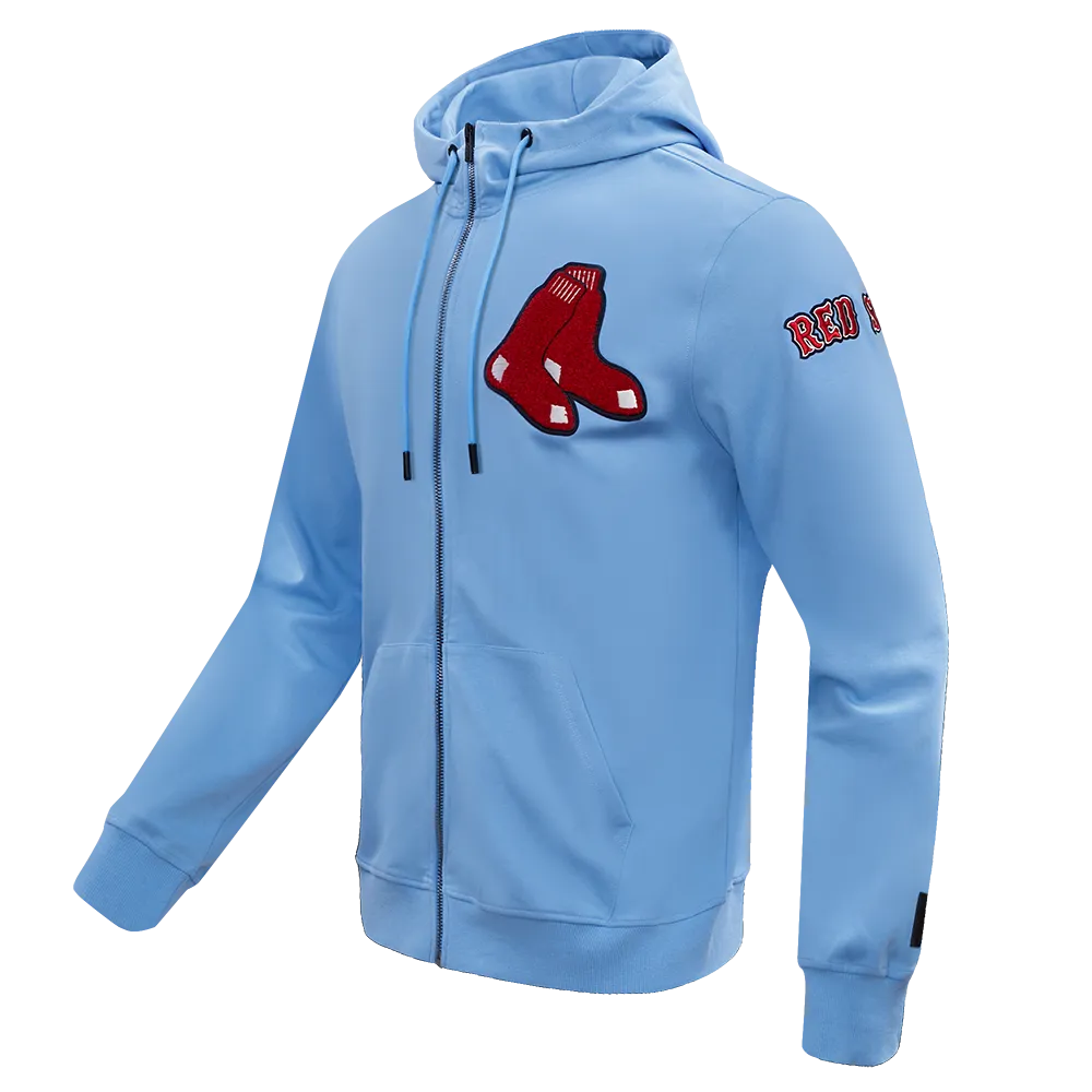 MLB BOSTON RED SOX CLASSIC CHENILLE MEN'S FZ PO HOODIE (UNIVERSITY BLUE)