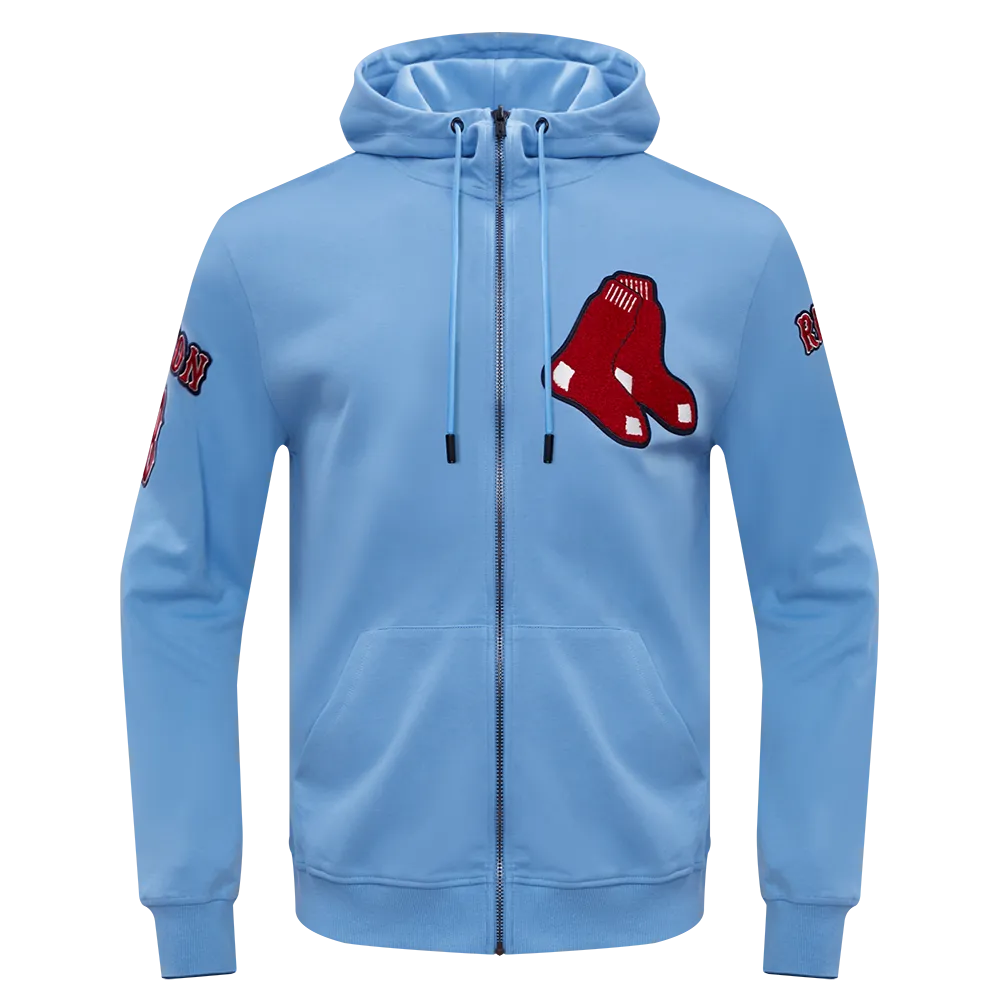 MLB BOSTON RED SOX CLASSIC CHENILLE MEN'S FZ PO HOODIE (UNIVERSITY BLUE)
