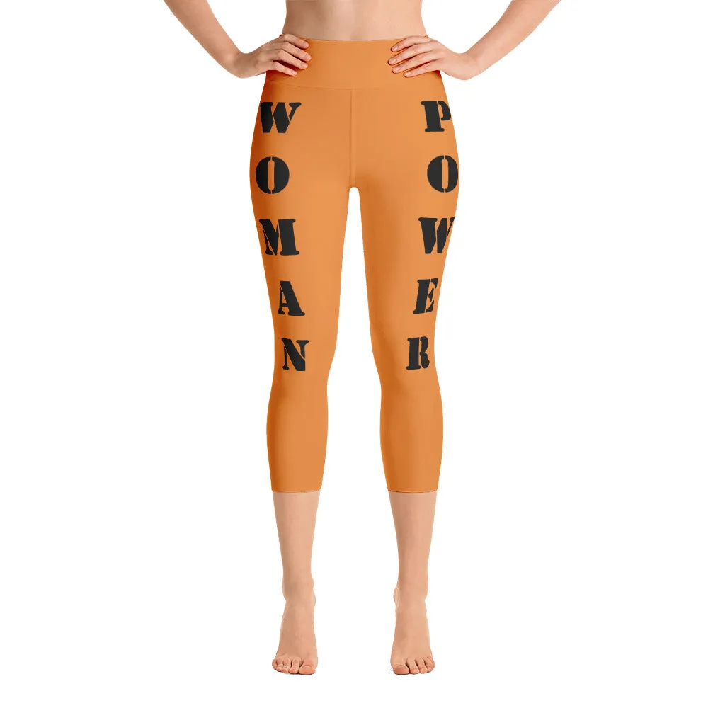 Our best viral leggings orange woman power black letters