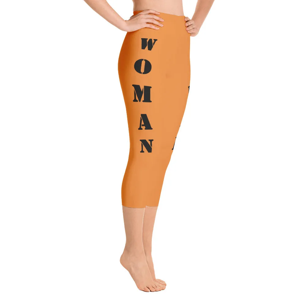 Our best viral leggings orange woman power black letters