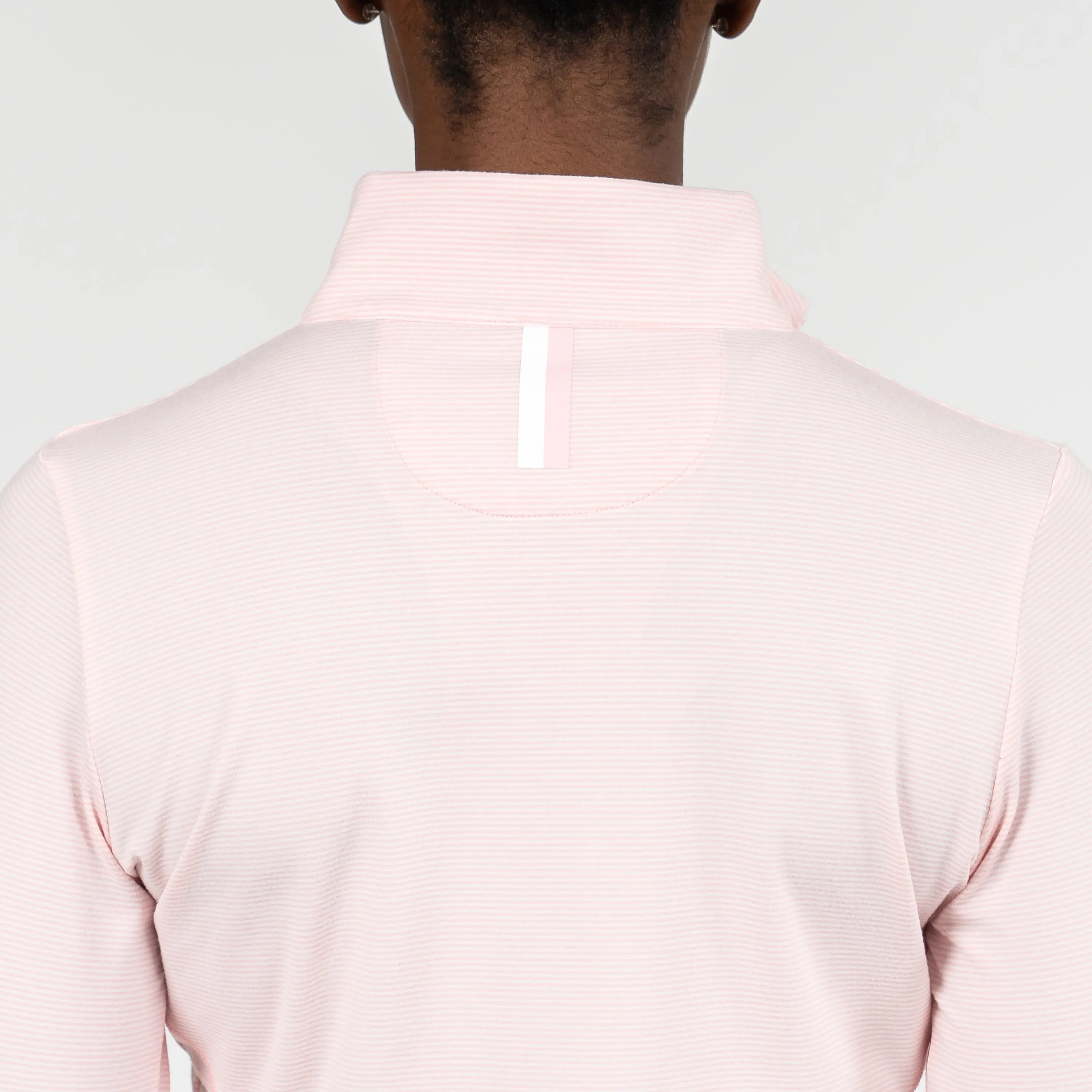Riva Heather Stripe Performance Q-Zip | The Riva Heather Stripe - Flamingo Pink/White