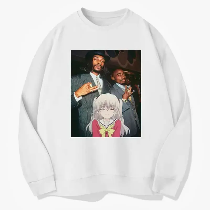 Snoop Dogg Tupac and Cute Anime Girl Sweatshirt Animecore