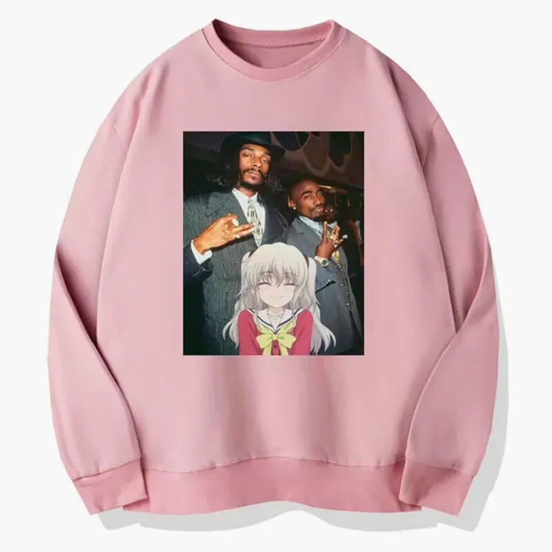 Snoop Dogg Tupac and Cute Anime Girl Sweatshirt Animecore