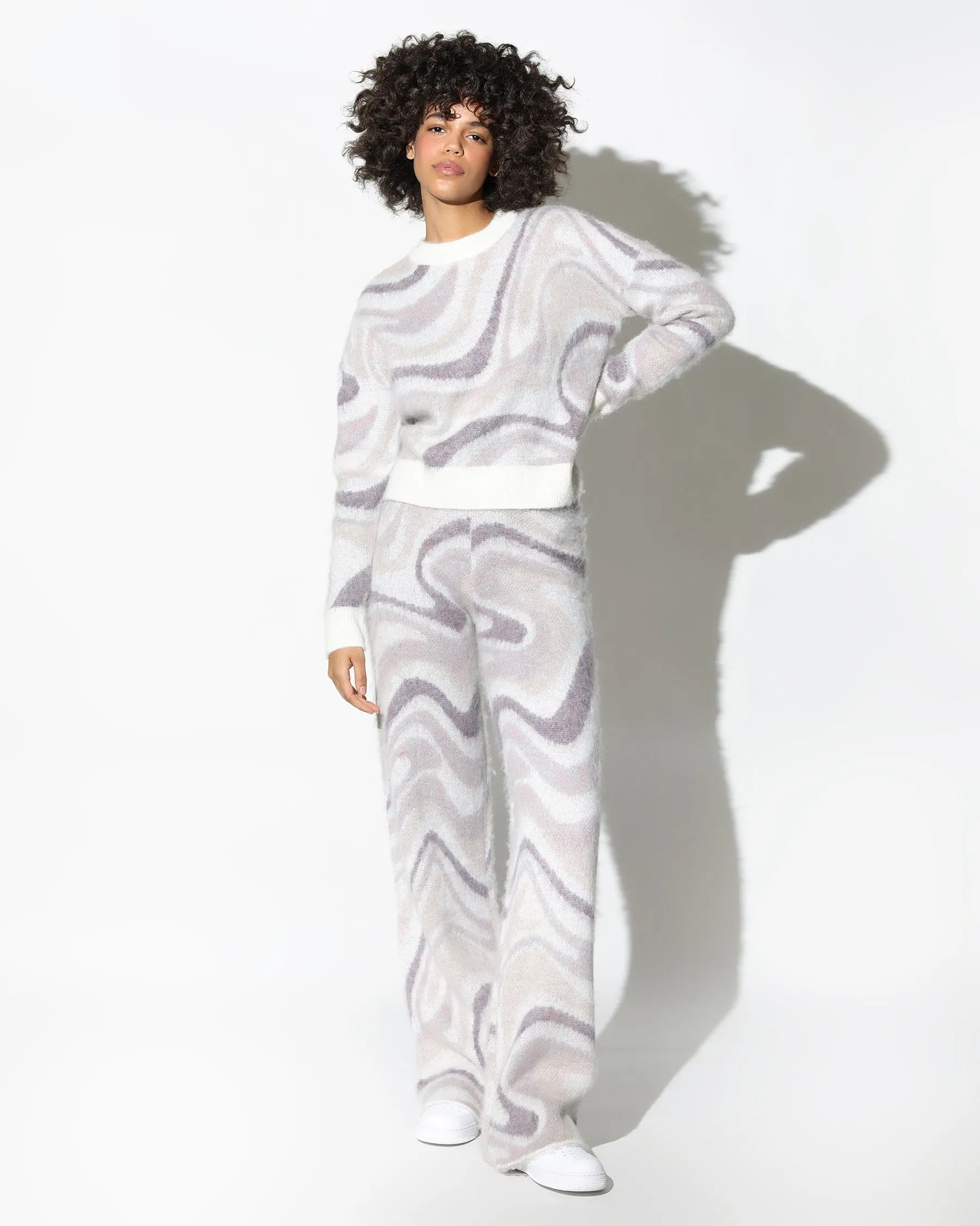 Spectrum Swirl Mohair Wide Leg Sweater Pants