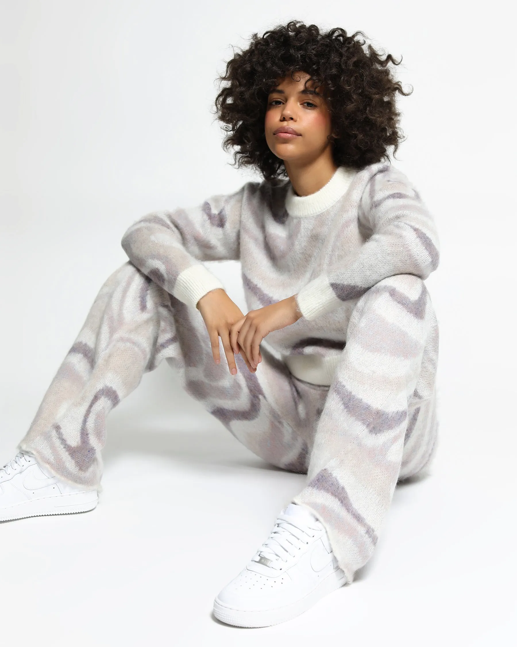 Spectrum Swirl Mohair Wide Leg Sweater Pants