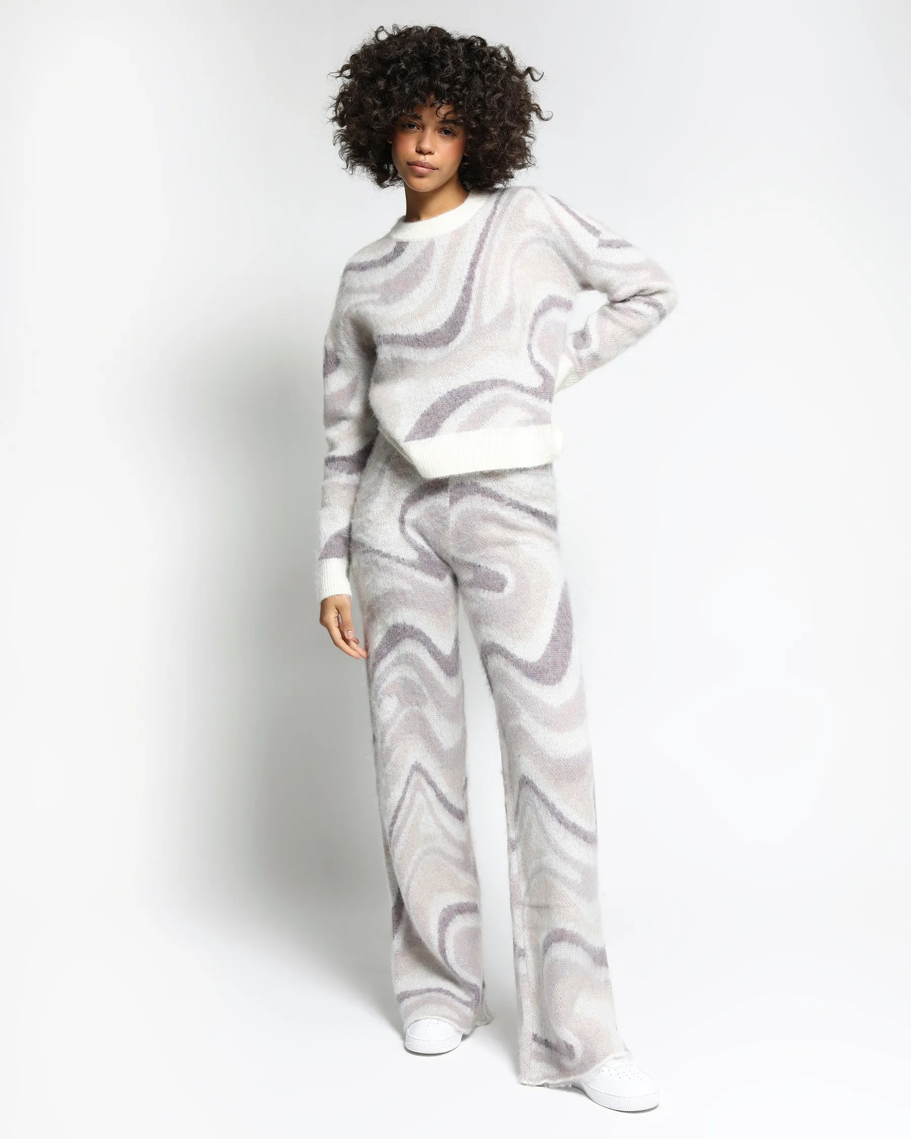Spectrum Swirl Mohair Wide Leg Sweater Pants