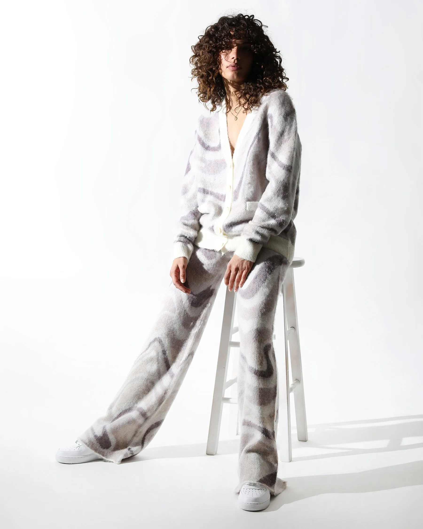 Spectrum Swirl Mohair Wide Leg Sweater Pants