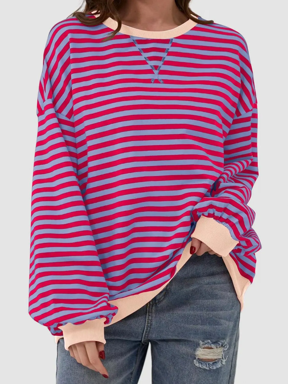 Stripe Boyfriend Long Sleeve Shirt