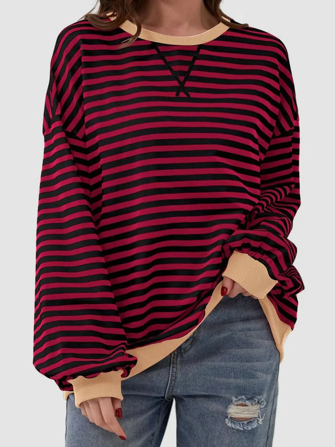 Stripe Boyfriend Long Sleeve Shirt