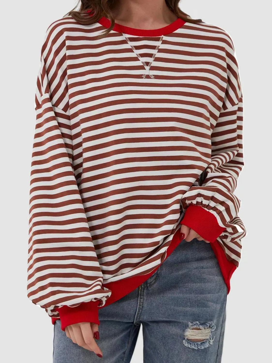 Stripe Boyfriend Long Sleeve Shirt