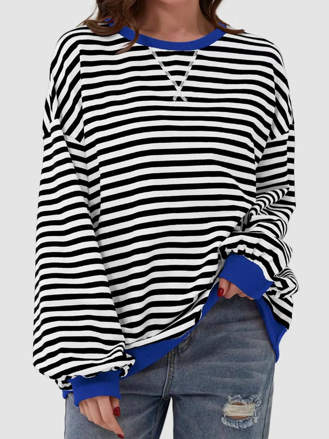 Stripe Boyfriend Long Sleeve Shirt