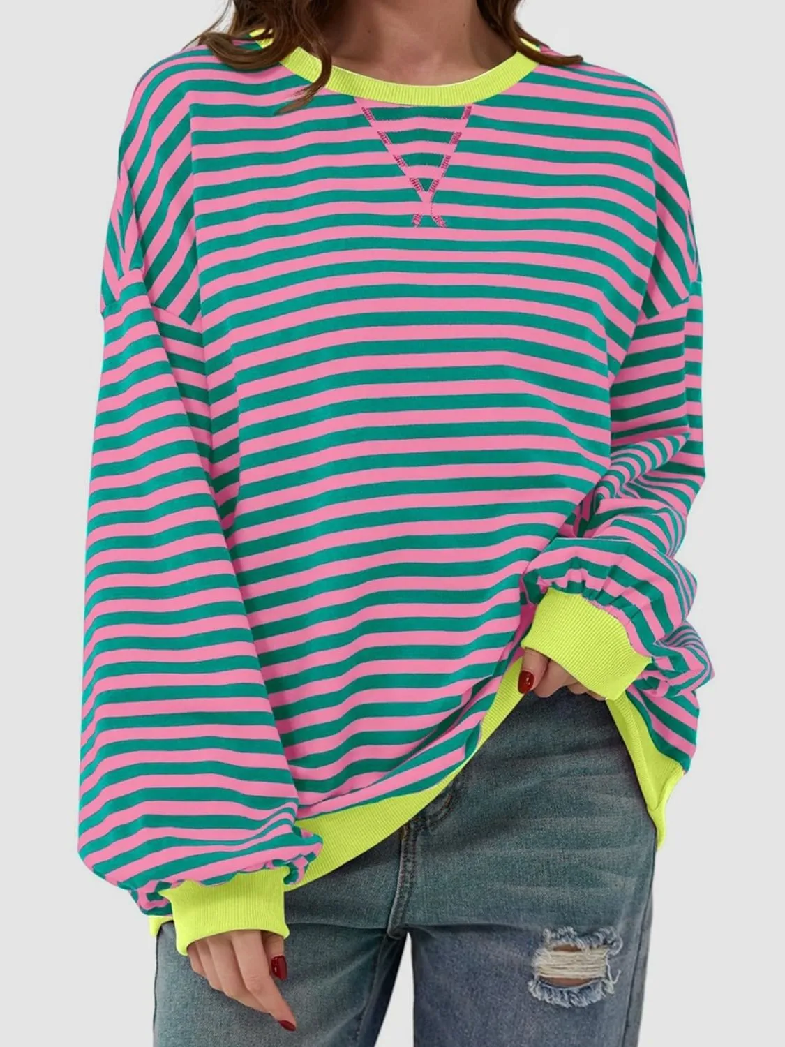 Stripe Boyfriend Long Sleeve Shirt