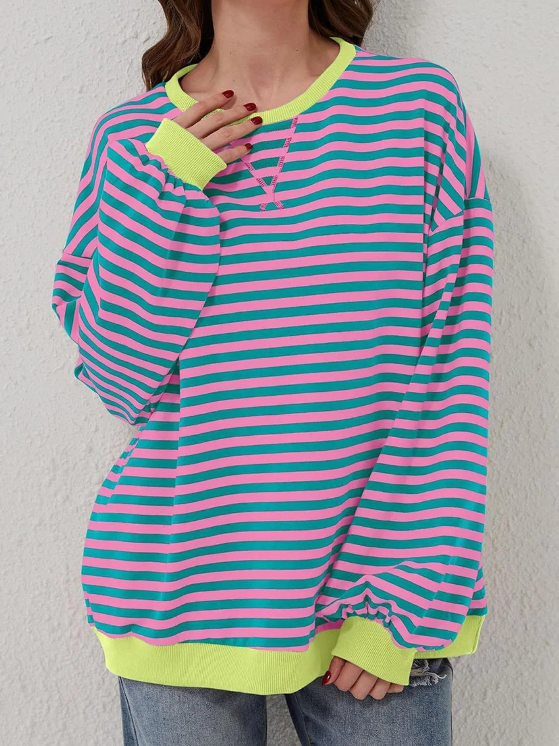 Stripe Boyfriend Long Sleeve Shirt