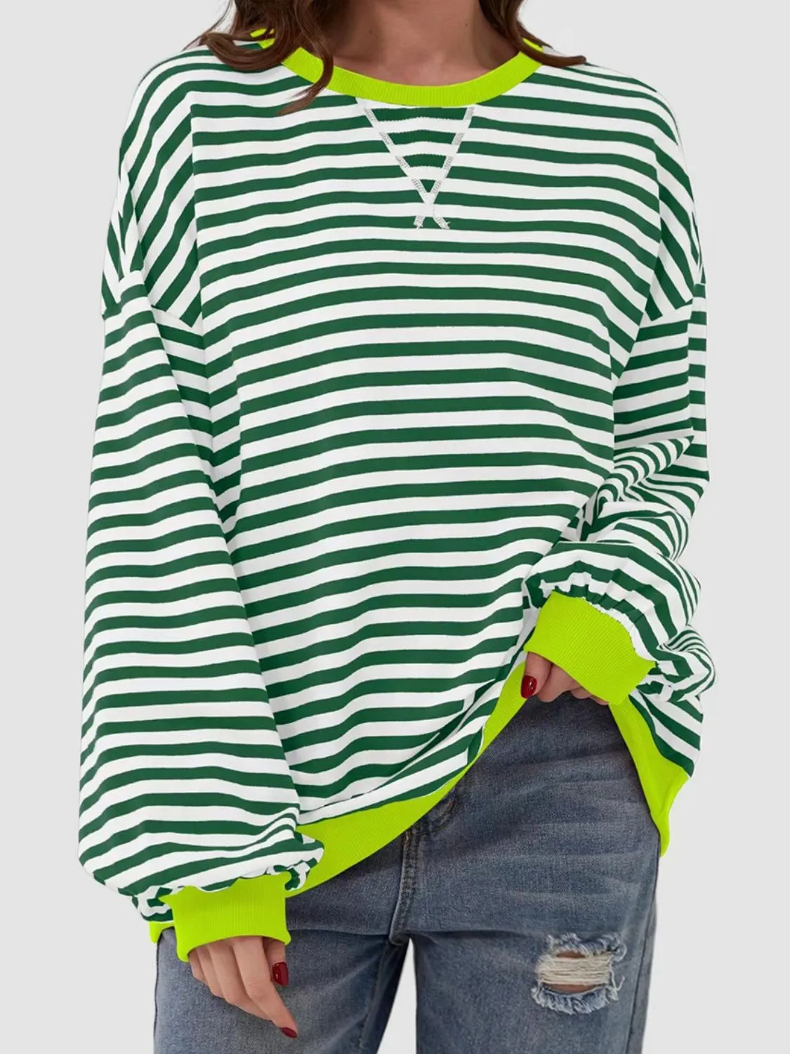 Stripe Boyfriend Long Sleeve Shirt