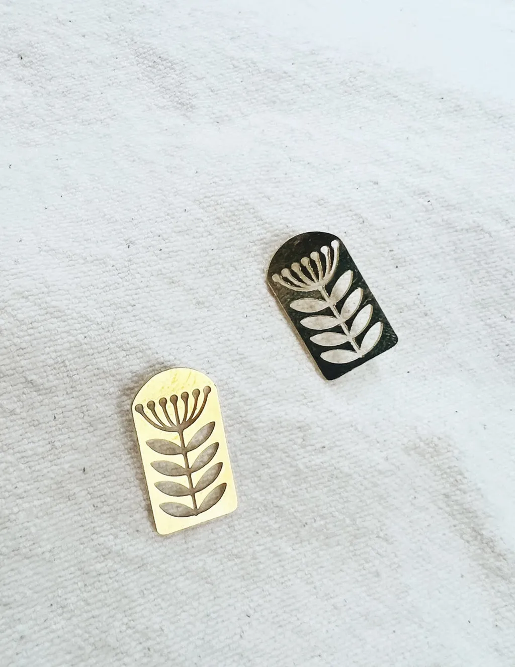 Whiskey   Wine Brass Shapes Earrings