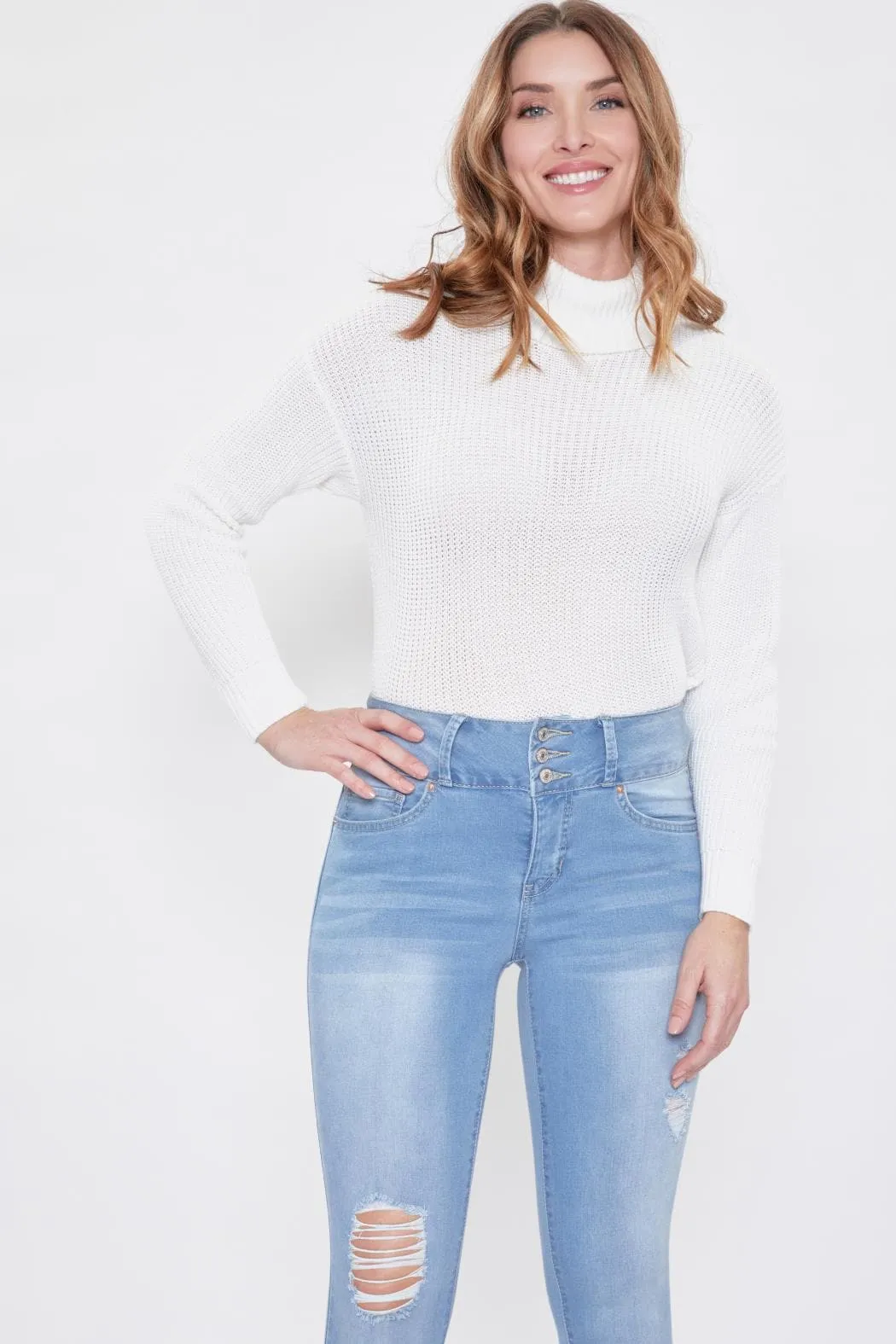 Women's 3 Button Signature Slim Stretch High Rise Skinny Jeans