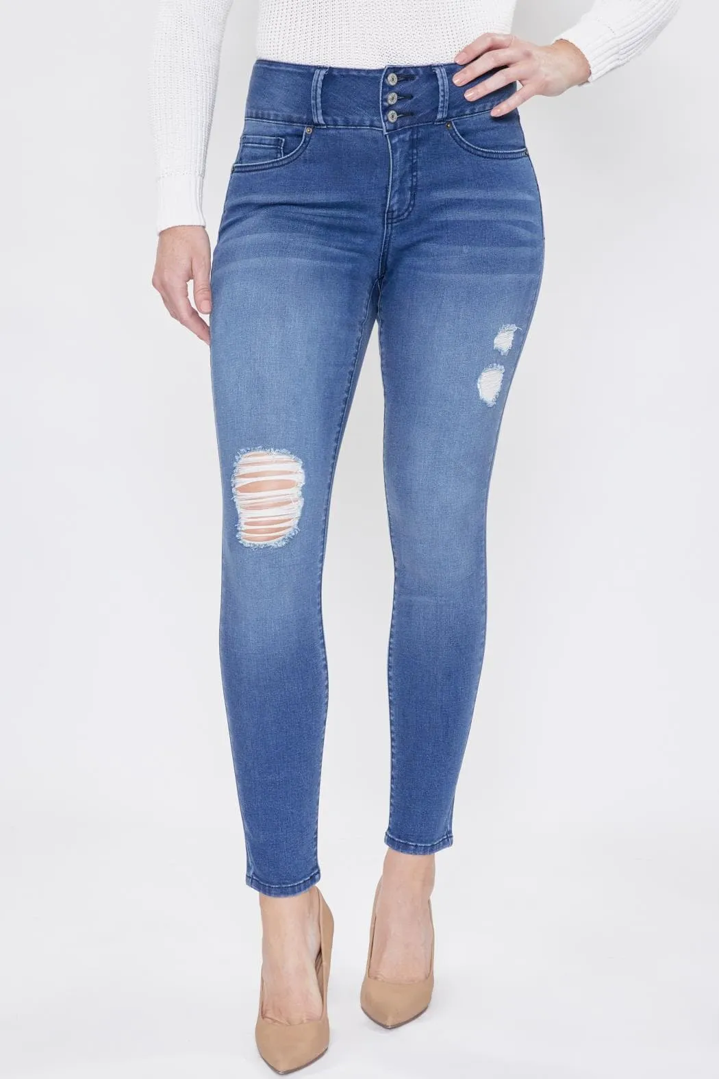 Women's 3 Button Signature Slim Stretch High Rise Skinny Jeans